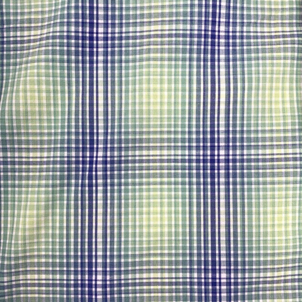 Alan Flusser Blue Yellow Green Cotton Plaid Men's Long Sleeve Shirt Size XXL - Picture 2 of 7